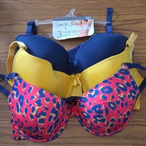 Women's T-Shirt Bra Set - Blue, Yellow, Pink